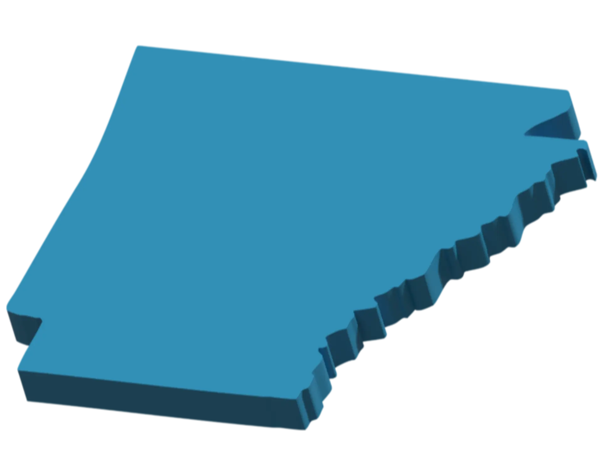 A 3D graphic showing the state of Arkansas