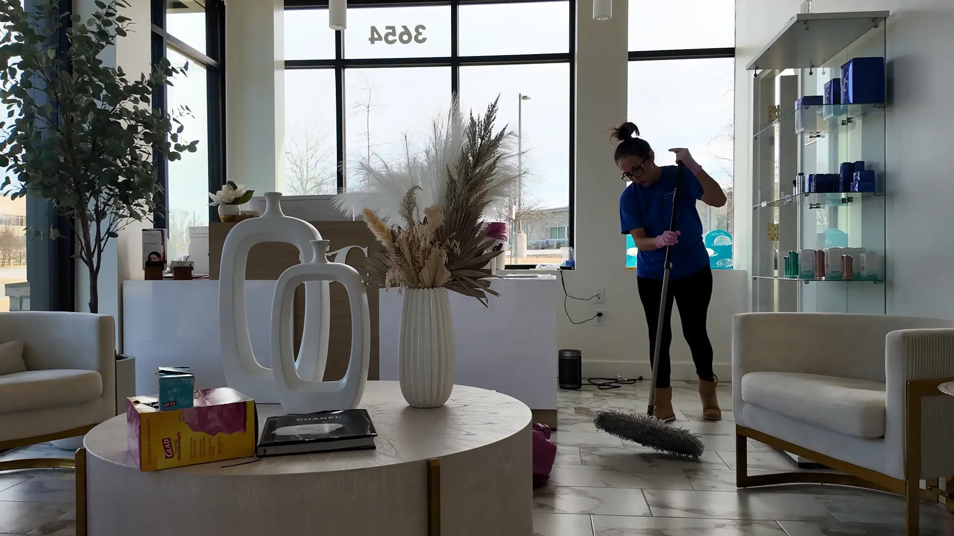 Mary P staff cleaning a med spa facility